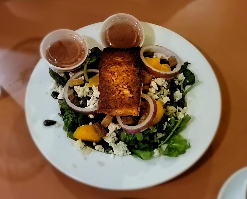Spinach Salad with Blackened Salmon